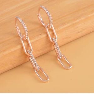 Austrian Crystal Paper Clip Dangle Earrings